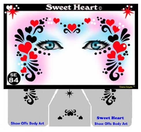 Stencil Eyes / Mask - Face Painting Stencil Set - SWEET HEART - Adult Size