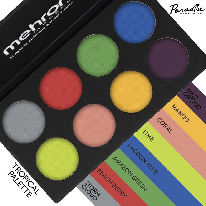 Paradise Face Paint  By Mehron | Coated Card Stock Magnetic Case - 8 Color TROPICAL Palette